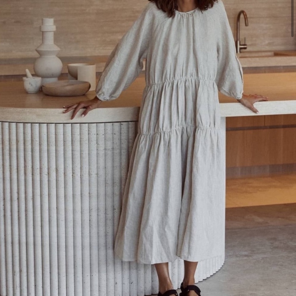 SOLD Dissh Noah linen midi dress size 8